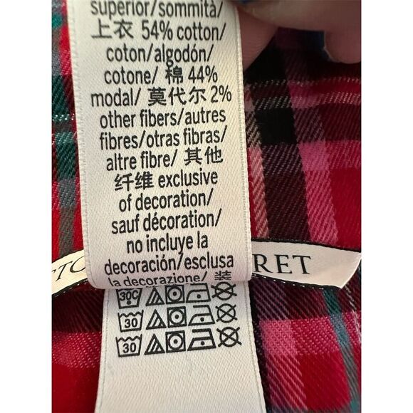 Victoria's Secret Women's Red Plaid Flannel Pajama Set Size S - Picture 6 of 9